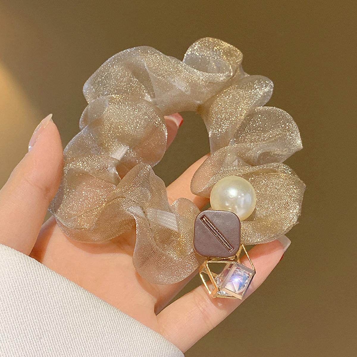 

1 шт. Модное кольцо для волос из искусственного жемчуга, резинки для волос, эластичная резинка для женщин, девушек, для вечеринки, держатель для хвостика, аксессуары для волос