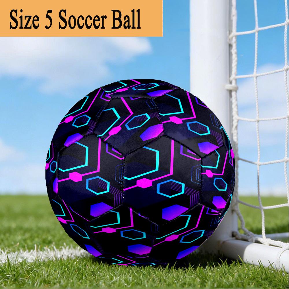 1PC Neon Hexagon Patterns Size 5 Soccer Balls, Anti-Slip, Outdoor Sport, a Unique Gift, Birthdays, Christmas Gifts Valentine'S Day Gifts A73