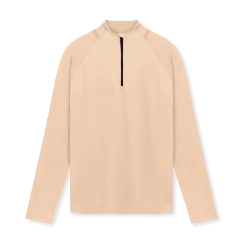 Maglia da Allenamento a Maniche Lunghe con Collo Alto e Mezza Zip, Top da Corsa, Nuova T-shirt Monocolore Sportiva da Fitness, Velluto Tedesco da Uomo