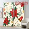 2pcs,Curtains Christmas Bells Poinsettia Holly (2) Popular Curtain Fabric Versatile Durable Polyester Curtains Versatile All Use