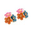 European & American Floral Stud Earrings - High-end, Colorful Drip Oil Design, Versatile Women's Accessories