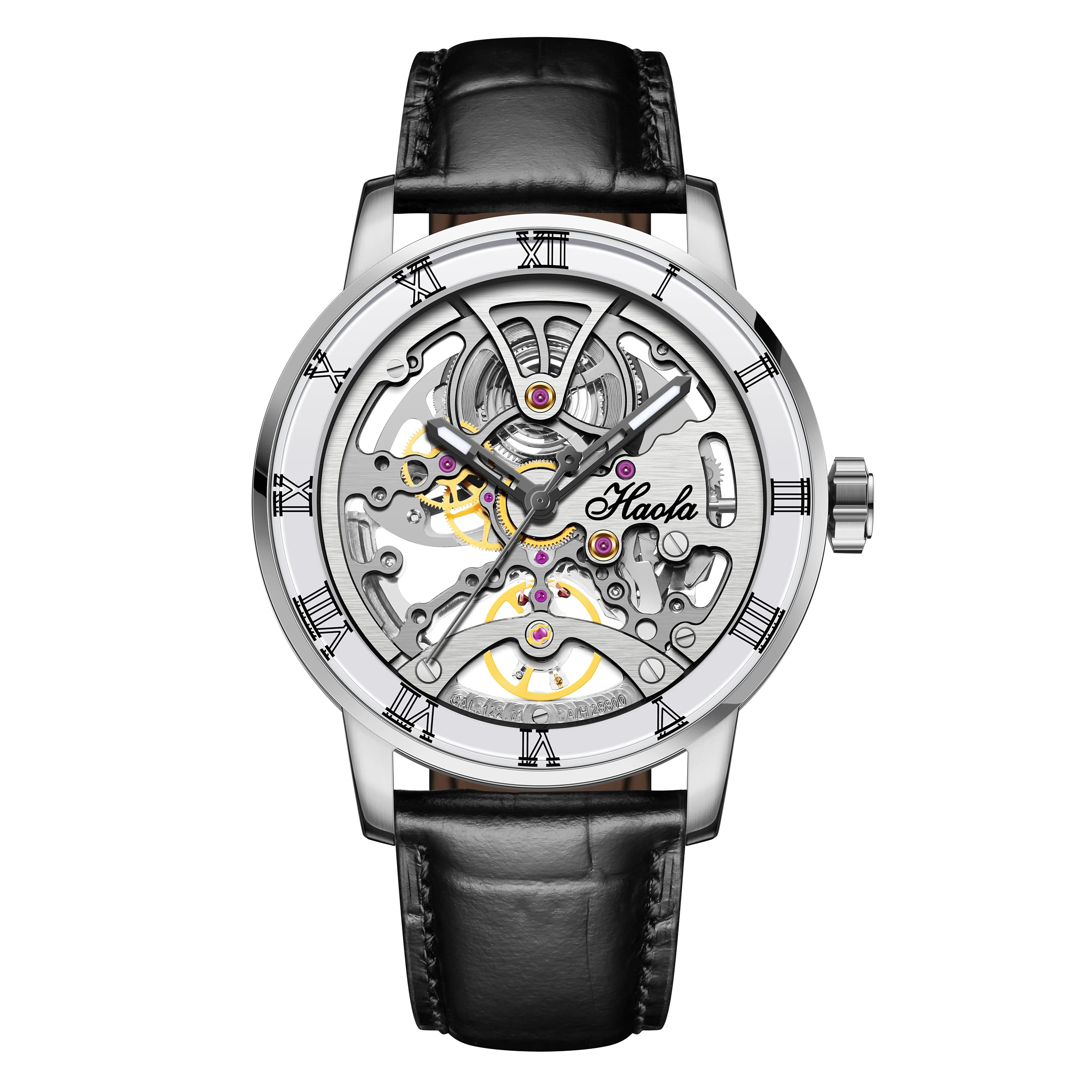

HAOFA Watch Mechanical Automatic Winding Power Reserve 80 Hours Sapphire Cutout Ceramic Scale Luminous Flight Sports Watch Waterproof Gift Men s Men s білий