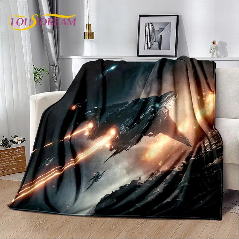 Spaceship  Spacecraft Universe UFO Blanket,Flannel Soft Throw Blanket for Home Bedroom Bed Sofa Picnic Office Hiking Kids Cover