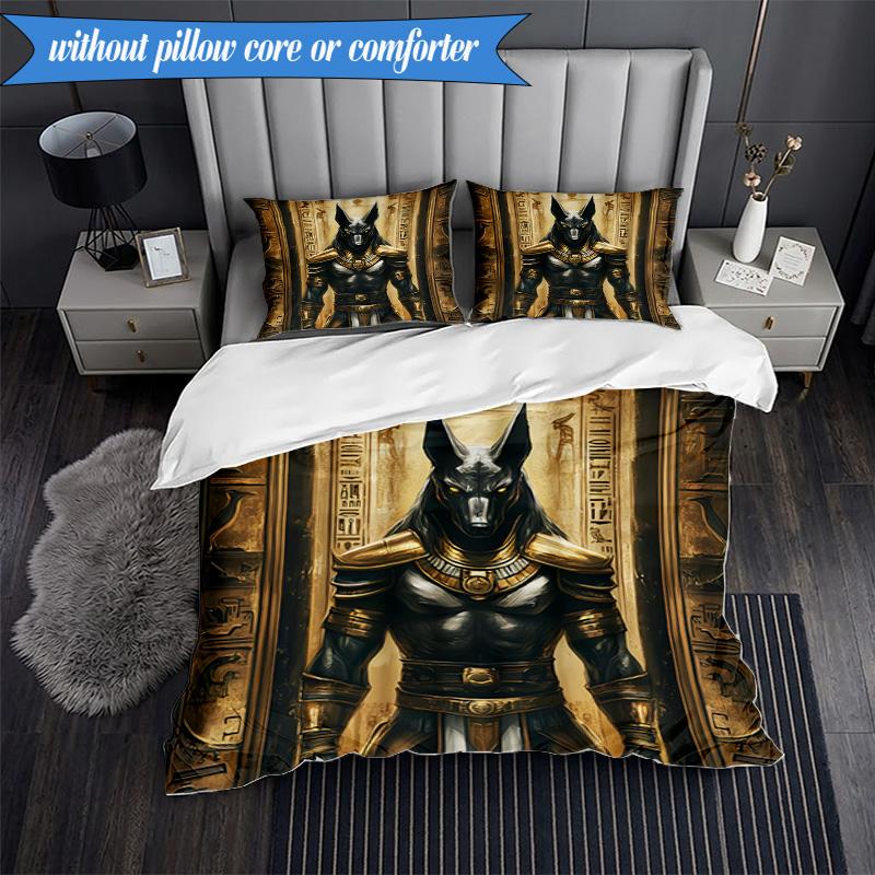 3-teiliges Bettwäsche-Set mit Pharaonen-Motiv, inklusive 1 Bettbezug und 2 Kissenbezügen. Perfekt für Schlafzimmer, Wohnheim, Weihnachtsgeschenk für Fans