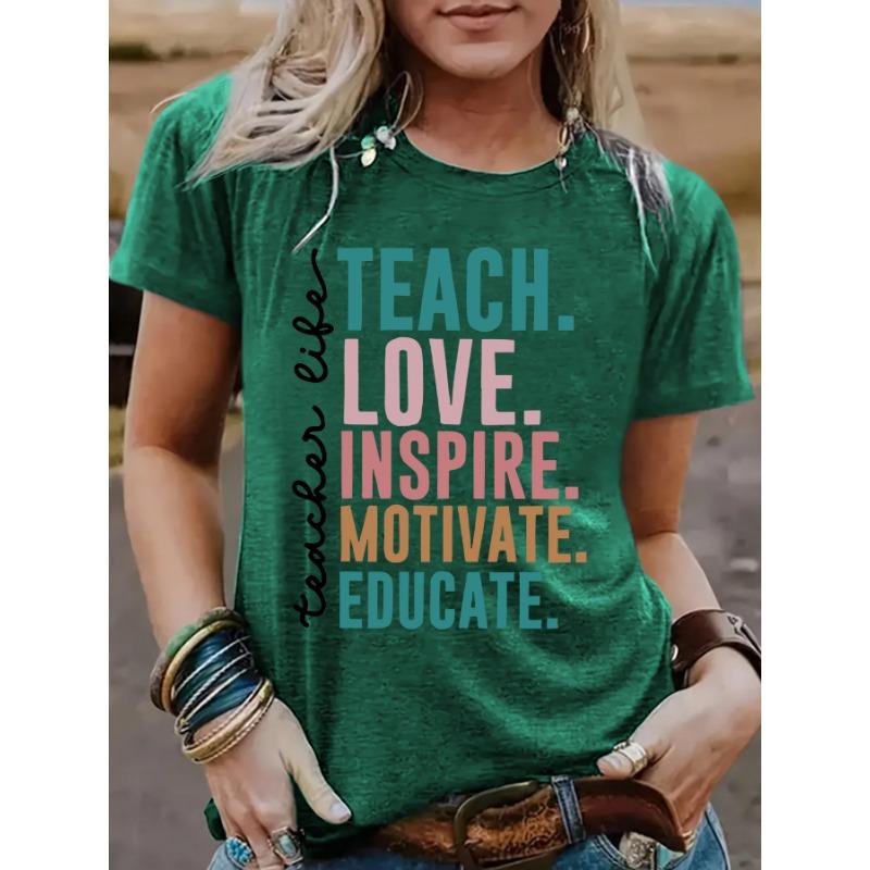 Sommar Tryckt Rundhalsad Pullover Kortärmad Dam T-shirt