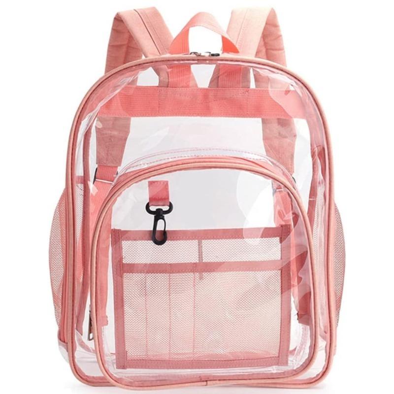 

Backpack Waterproof Transparent School Bag Girl Large Capacity Backpack Solid Clear Backpack Men Fashion Transparent Plastic Bag розовый