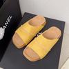 Thick-soled Slippers Women's Summer Wear Retro Leather One-word Casual Cool Slippers Slippers B & B