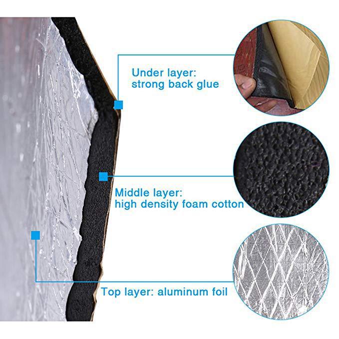 5/10mm Thick-Aluminum Foil Soundproofing Heat Insulation Cotton–Kraft Paper Backed Self-Adhesive Mat Noise Reduction Mat for Car