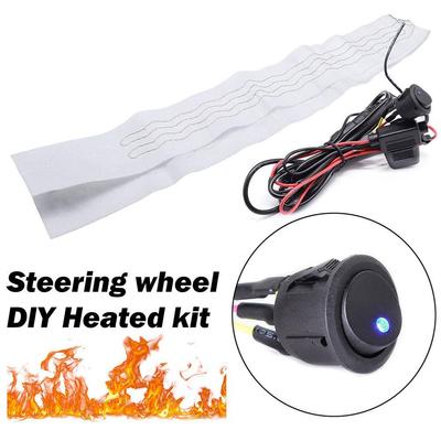 Auto Stuurwiel Verwarmingsset 6 Versnellingen Plastic Verwarmingspads Rood Blauwe LED Kabelboom Schakelaar Verwarming Warm 12V Koolstofvezel Pad