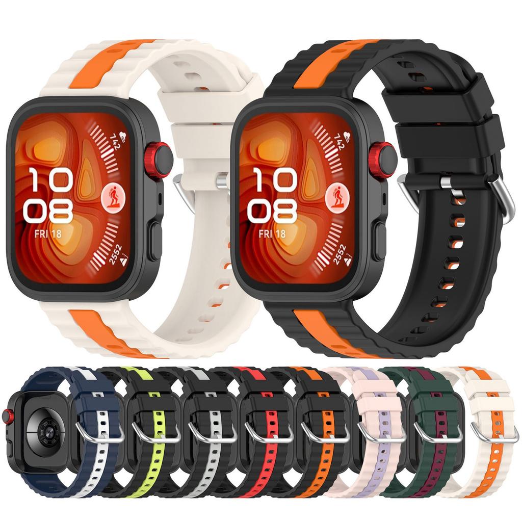 Stylish Striped Sport Watch Band Breathable Soft Silicone Accessory For Watch Fit 3 Workout And Daily Wear Compatibility