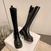 Krazing Pot Cow Leather Spring Winter Shoes Thick Bottom Platform Women Slip OnThigh High Boots