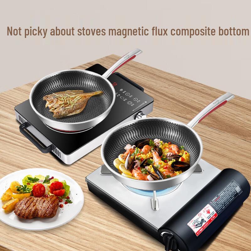 Zhi Shi 316 Stainless Steel Double-Sided Frying Pan