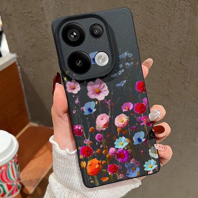 Farbe Rose Blumendruck Matte Ledertextur Handyhülle Für Xiaomi 13T Poco X6 M6 Pro Redmi Note 14 Pro 13 Pro 12 11 Schlanke Weiche TPU Stoßfeste Hülle