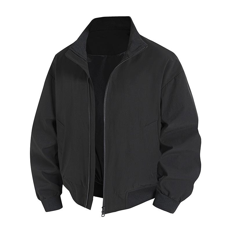 Versatile Coat Minimalist Jacket Men's Loose Spring and Autumn Solid Color Stand-up Collar Casual Men's Jacket Men Breathable Work Casual Jacket