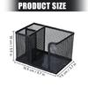 3 Sections Metal Pen Stand High Capacity Desktop Pen Organiser Container for Pencil Marker Note Paper Cosmetics Supplies