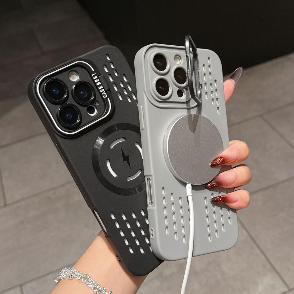 Applicable To IPhone16promax Bracket Heat Dissipation Magnetic Phone Case Apple 11 12 13 14 15 Protective Cover
