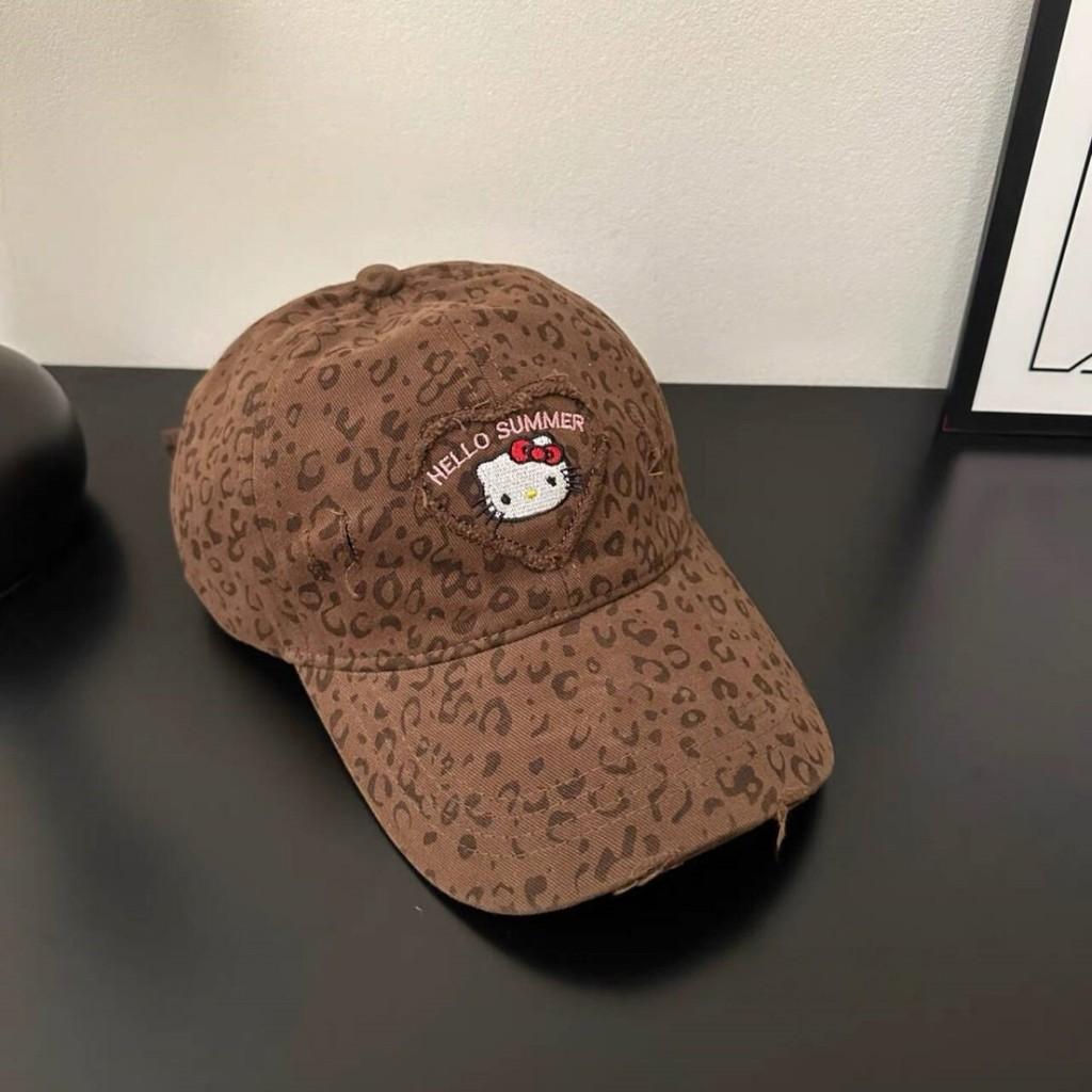 Cat Leopard Print Embroidered Baseball Cap With Adjustable Fit For Summer Sun Protection