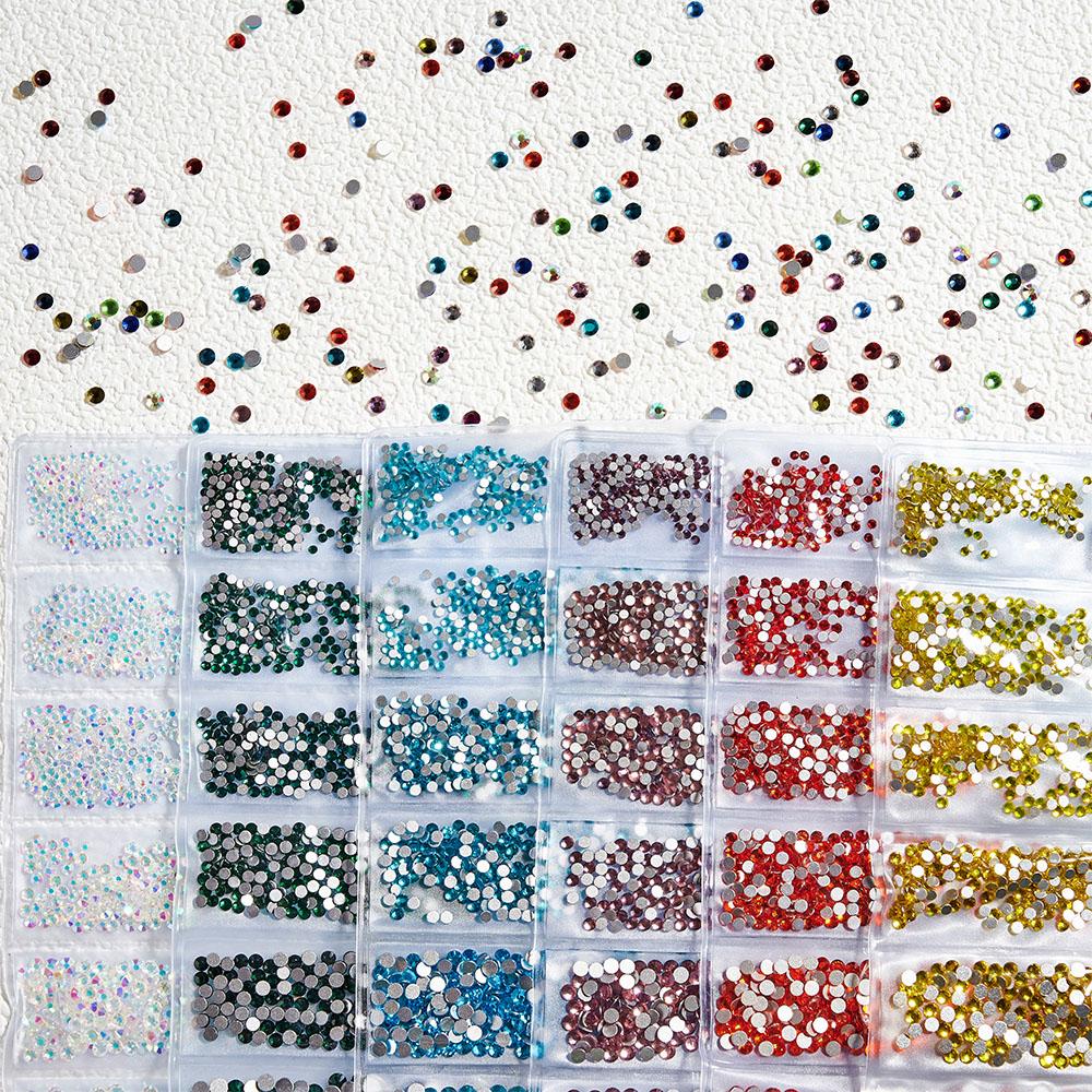 SS3-SS10 Colorful Glass Nail Rhinestones Multicolor Flat Back Crystal Strass Shiny Nail Art Gems Manicure Nails Art Decorations