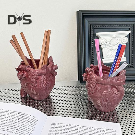 Kleiner Stifthalter in Form eines menschlichen Herzorgans, realistisches 3D-Herzanatomiemodell, Schreibtisch-Aufbewahrungs-Organizer für Make-up-Pinsel und Stifte