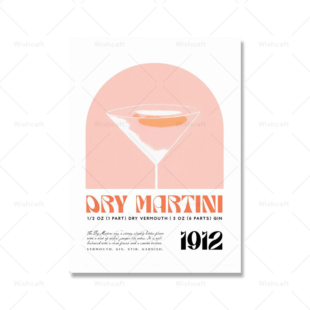 Vintage Manhattan Cocktail Art Prints Drinking Dry Martini Poster Margarita Gin Basil Smash Kitchen Bar Club Wall Decor Pictures
