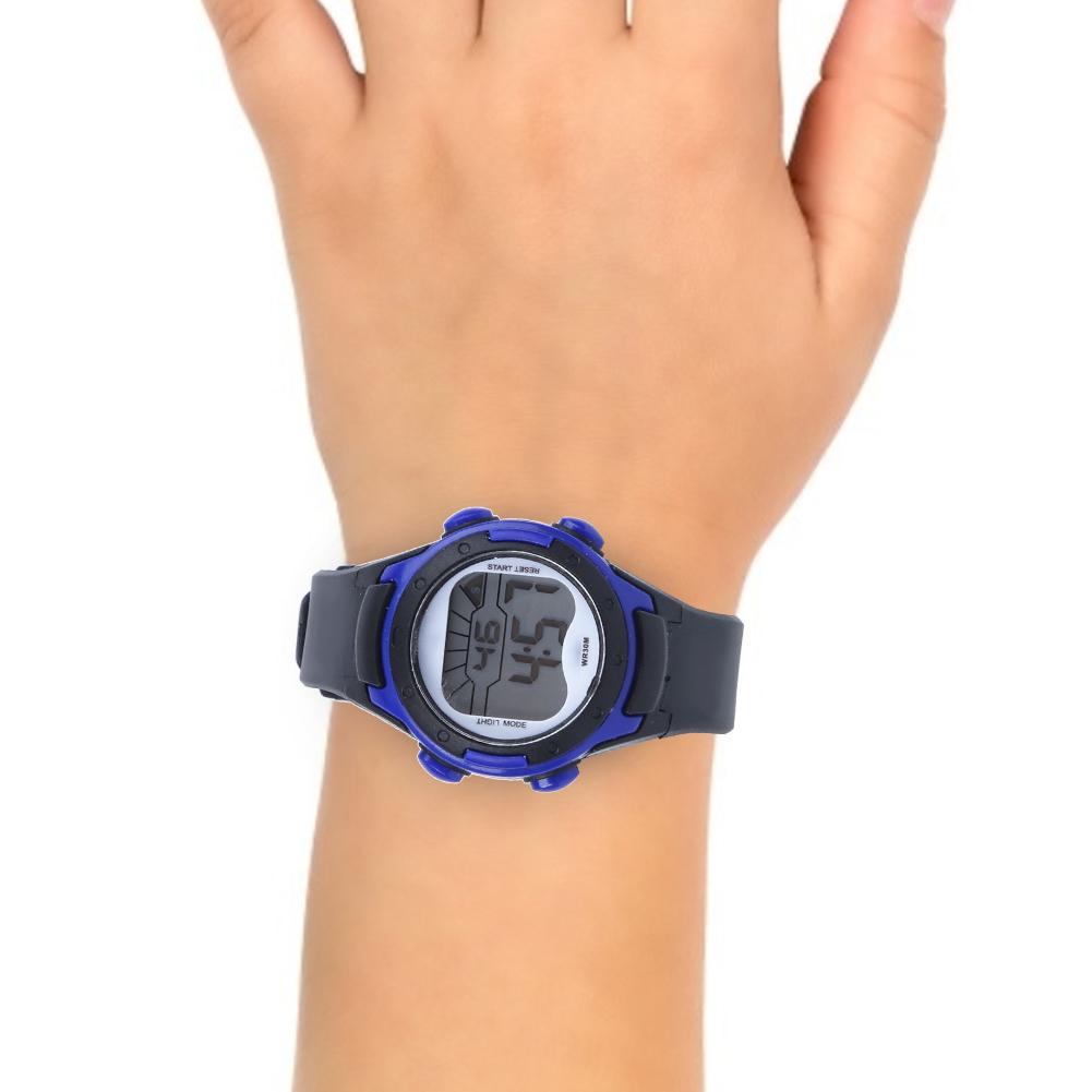 Elektronische Uhr Kinder Sport 3ATM Wasserdicht PU-Armband ArmbanduhrSchwarz