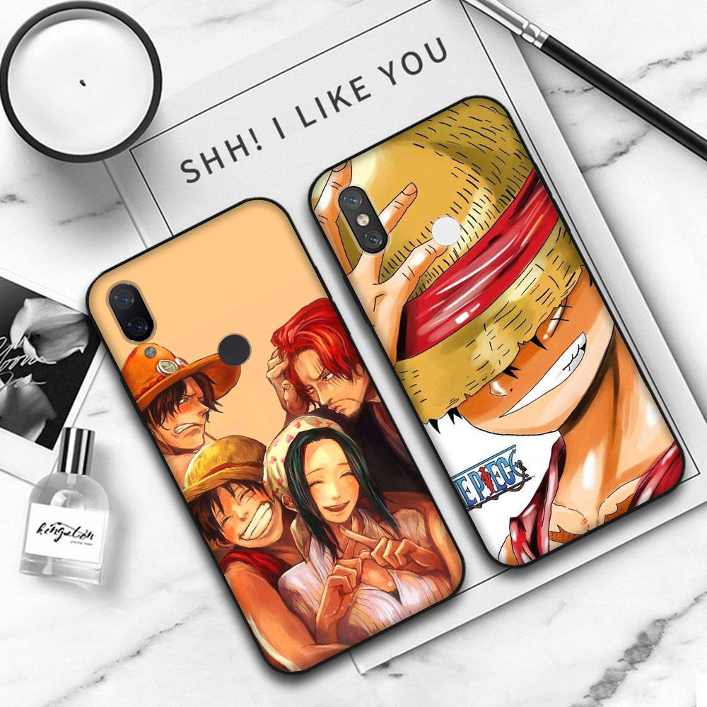 JW59 One Piece Anime Black Soft Case for Samsung Note 20 Lite S24 Ultra S23 A03 A05 A06 A11 A71 A15 A16 A13 A24 A25 A33 A52 A53 A50 M55 M35 Plus