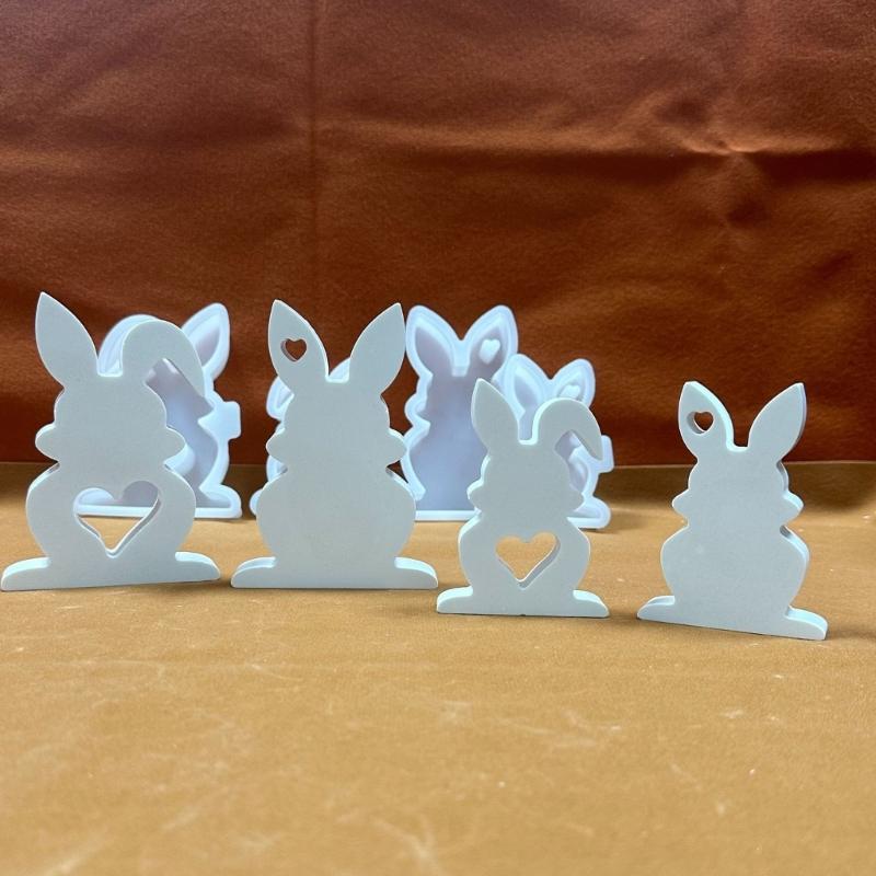 Easter Rabbit Candle Molds Heart Rabbit Silicone Mould DIY Handmade Cake Chocolate Epoxy Baking Mould for Valentines Day