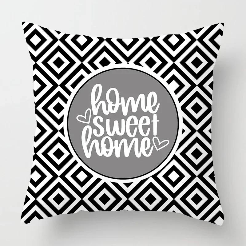 Nordic Black Sweet Home Pillowcase Home Decoration Living Room Sofa Decoration Pillowcase 40*40 Car Cushion Cover 50x50 60*60