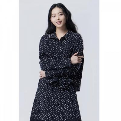 Women S Flower emboSSed Pattern blouSe Babl07611