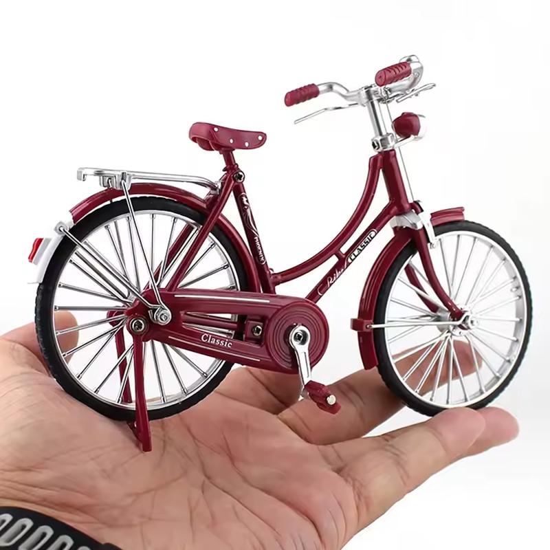 News 1/10 Model Alloy Retro Bicycle Diecast Decoration Model Metal Toy Black Bicycle Simulation Collection Gift Boy Toys