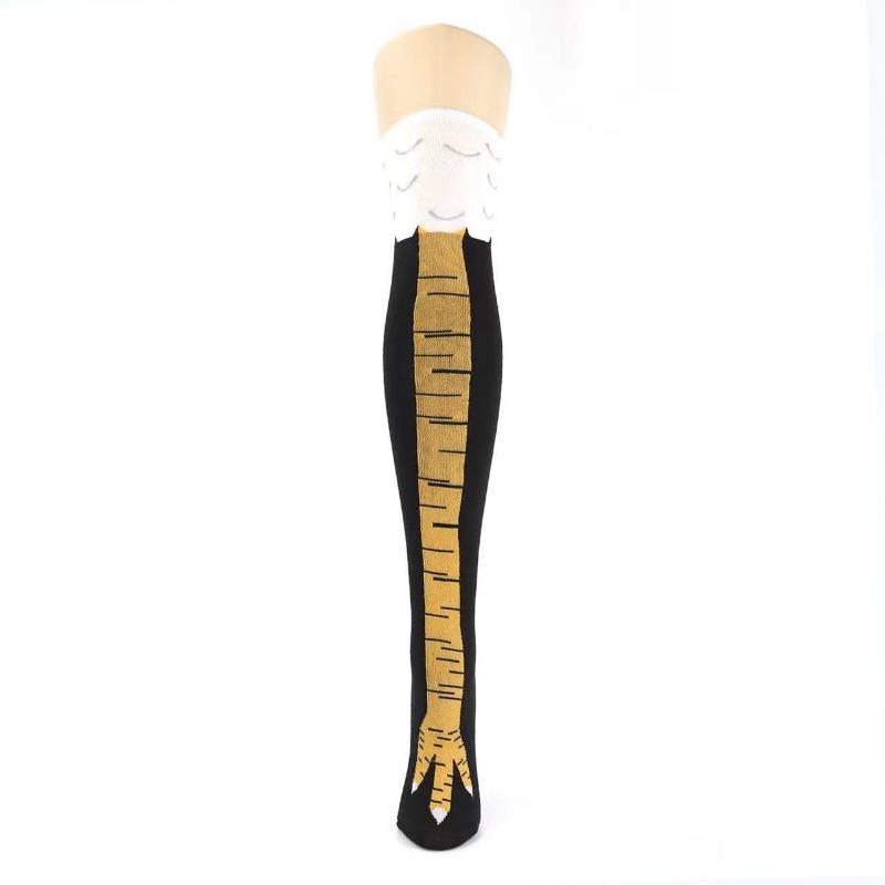 

Смешные 3D носки с изображением цыпленка, мультяшный косплей, высокая эластичность, высокие носки из хлопка, модные, с тонким носком Length чёрный