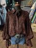 3D Pattern Fashionable Women's Long Sleeve Lapel Shirt with Pockets
