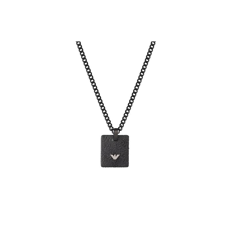 Emporio Armani  matte black Cuban chain, fashionable inlaid eagle pendant, men s stainless steel necklace, men s style Basic packaging чёрный