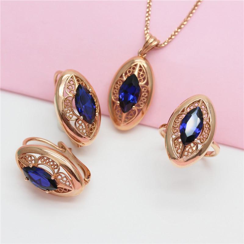 Purple Gold Inlaid Bluestone Sparkling Pendant Rose Gold Luxury Fashion Collarbone Chain