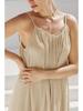 Summer Retro French Tea Break Cotton Camisole Dress - Textured, Skin-Friendly & Versatile Mid-Length with Frill
