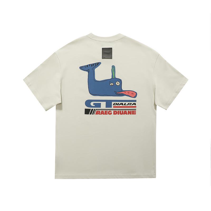 2025 Men's Whale Print Casual Summer T-Shirt - Trendy Short Sleeve Style