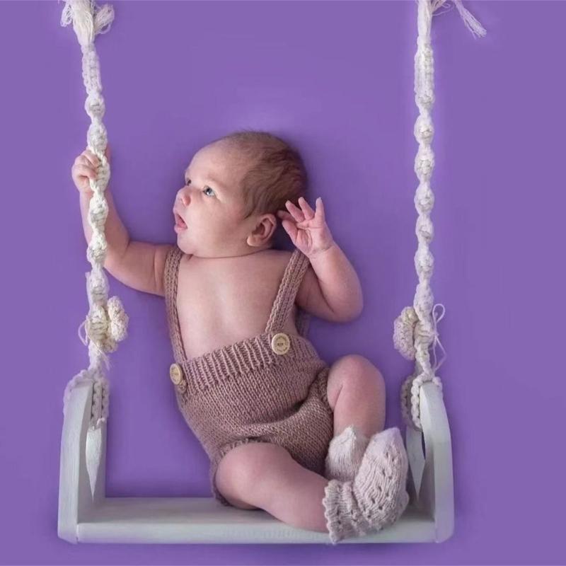 Baby Photo Props Wooden Swing Infants Photography Trapeze for Newborns Photography and Memorable Photoshoots