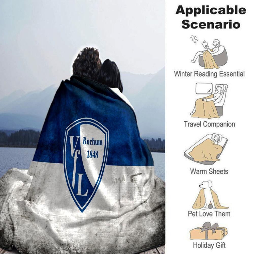 Bochum Crest Flannel Blanket, Soft Polyester, Modern Design, All-Season for Camping, Travel, Gifts for holidays or birthdays