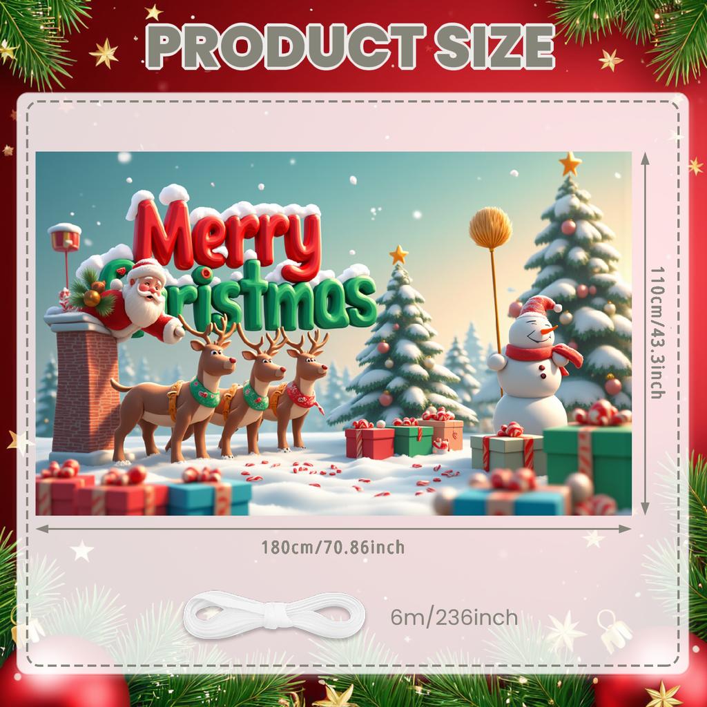 Photo Prop Cozy Design Santa Claus Banner Festive Decor Colorful Lights Christmas Banner For Home Decoration Event Decor Indoor