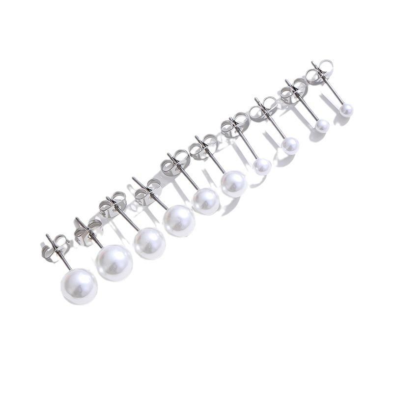 Small and fresh, stainless steel pearl stud earrings, simple Korean version of temperament earrings, versatile earrings