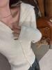 Women's French Style Red Knit Cardigan: Short, Long Sleeve, High-End Look for Spring and Autumn