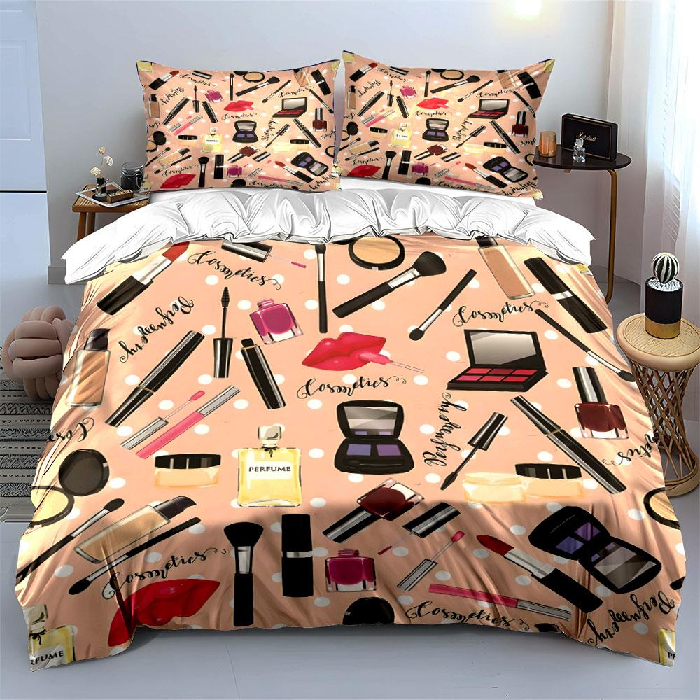 Makeup Pattern Bedding Set Bedding Duvet Cover Set Duvet Cover Pillowcases (1 * Duvet Cover 2 * Pillowcases, Without Duvet Insert)