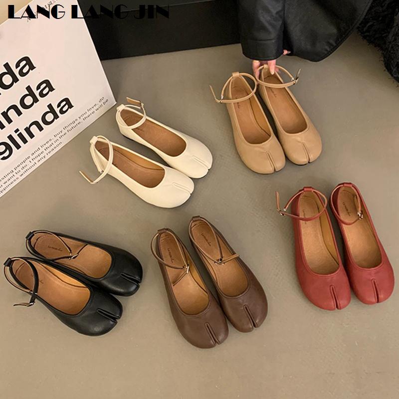 2025 New Spring Flats Tabi Ninja Shoes Women Fashion Vintag Split Toe Ballet Comfy Flat Ballerina Soft Casual  Ankle Strap Mujer