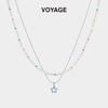 Colorful Star Pendant & Bead Layered Summer Necklace Set