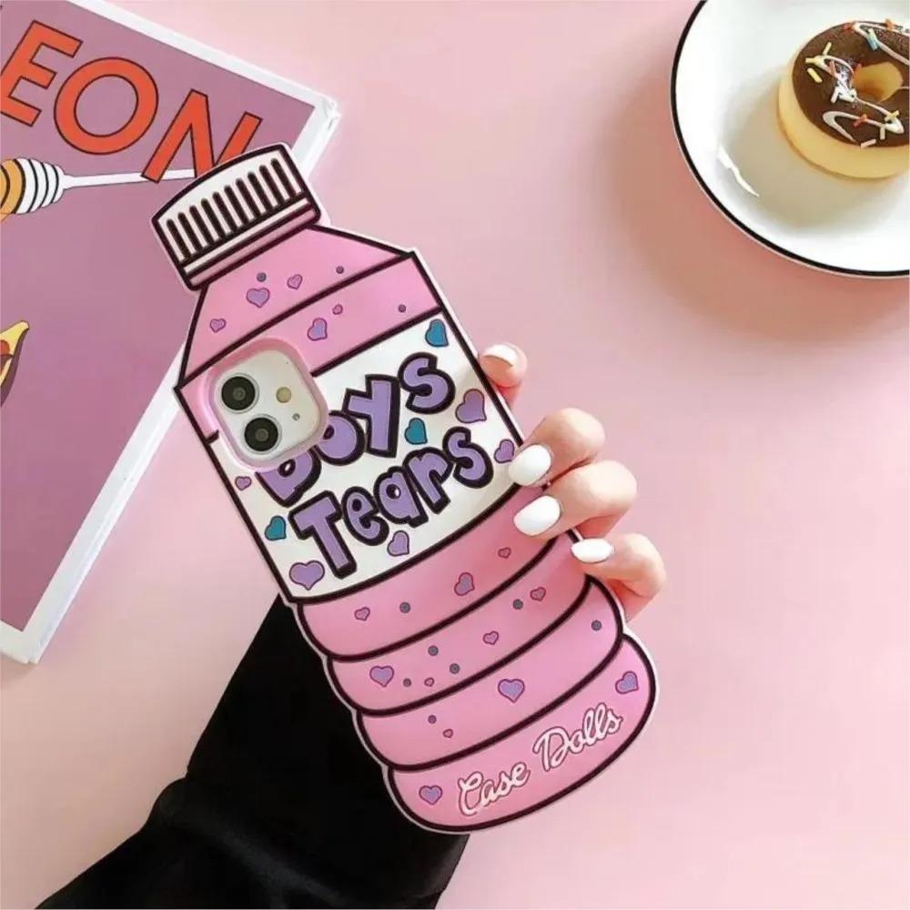 For iPhone 16 Promax 15 14 Pro Max 13 Plus  3D Cartoon Water Bottle Phone Case Soft Silicone Cover