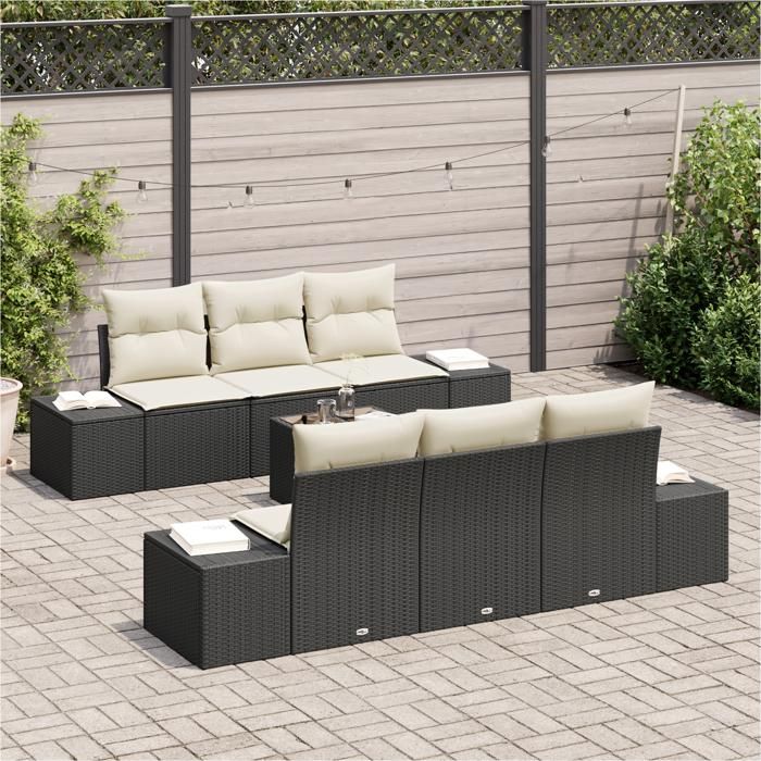 VidaXL Ensemble de 7 pièces de canapé de jardin avec coussins en rotin brun 3346751