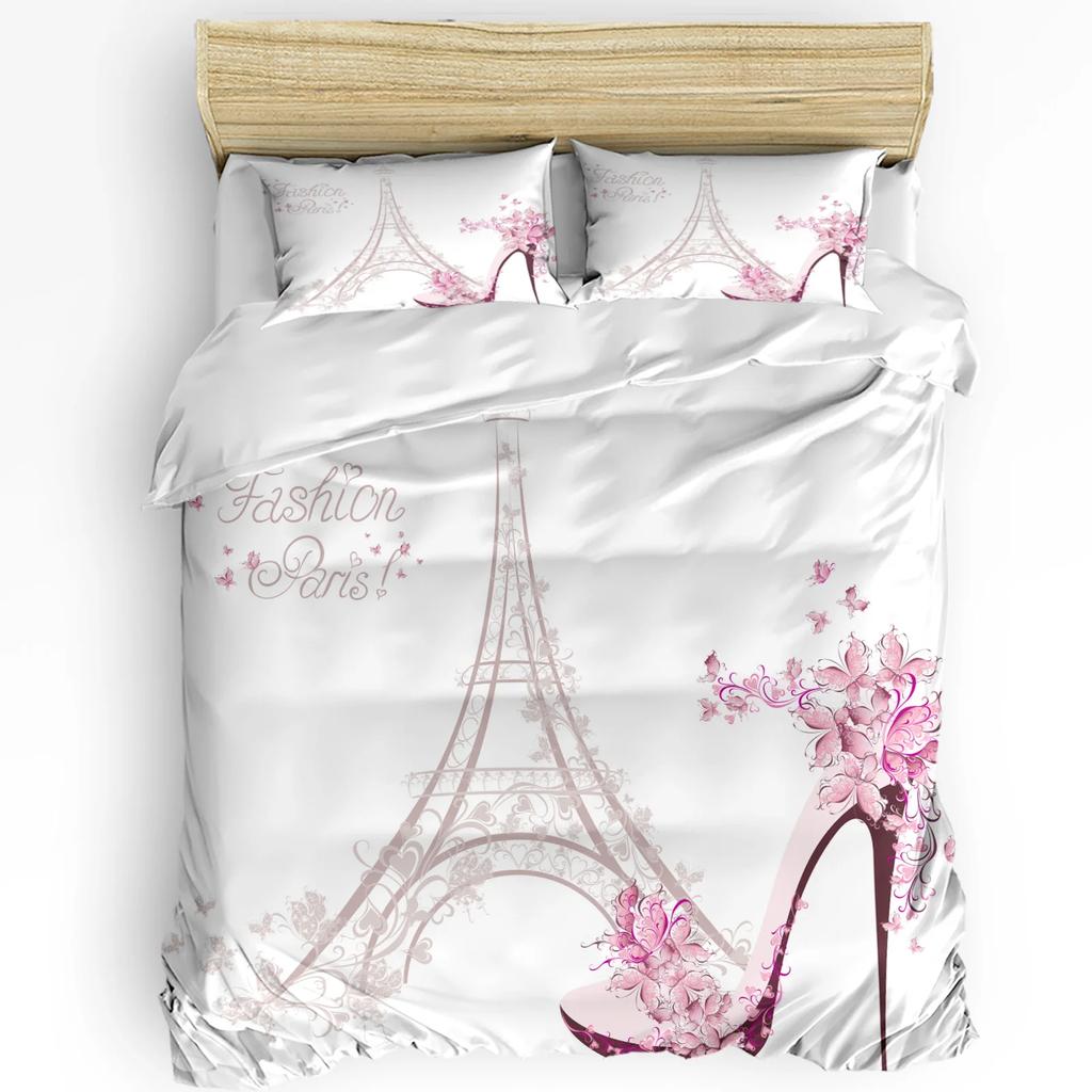 3pcs Bedding Set France Paris Tower Hot Air Balloon Bicycle Retro Duvet Cover Pillow Case Boy Kid Teen Girl Bedding Covers Set