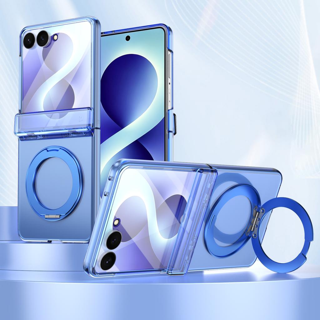 360 Grad drehbarer Metallring Magnetische Hülle für Samsung Galaxy Z Flip 8 7 6 5 4 Ständer Abdeckung Mit Glas Displayschutz