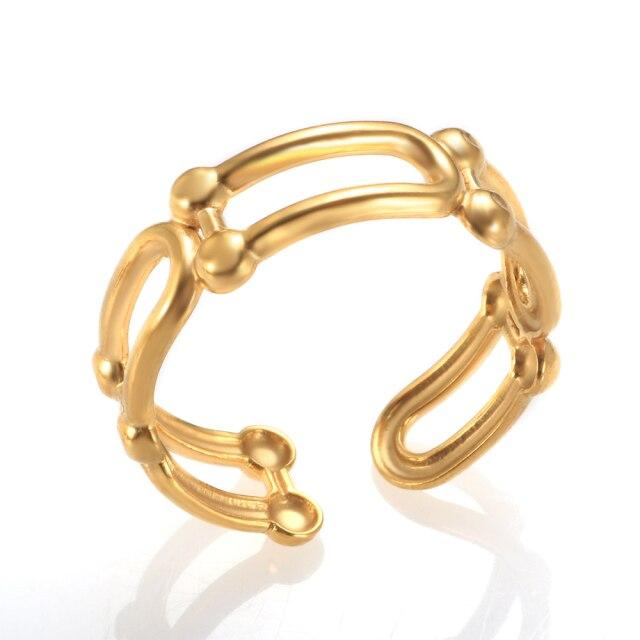 

Трендовые регулируемые кольца с отверстием в виде скрепки для женщин, мужчин, пар, геометрические полые украшения из нержавеющей стали в стиле панк, подарок на вечеринку Resizable