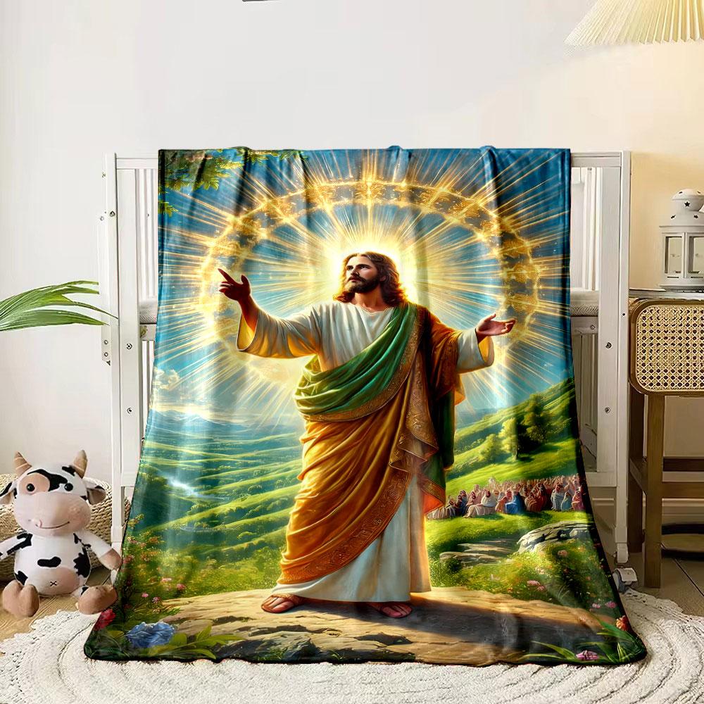 Jesus Segensszene Decke Gedruckte Decke für Wohnzimmer Bett Sofa Mittagspause Weiche Gemütliche Decke für Freundesfest Geschenk